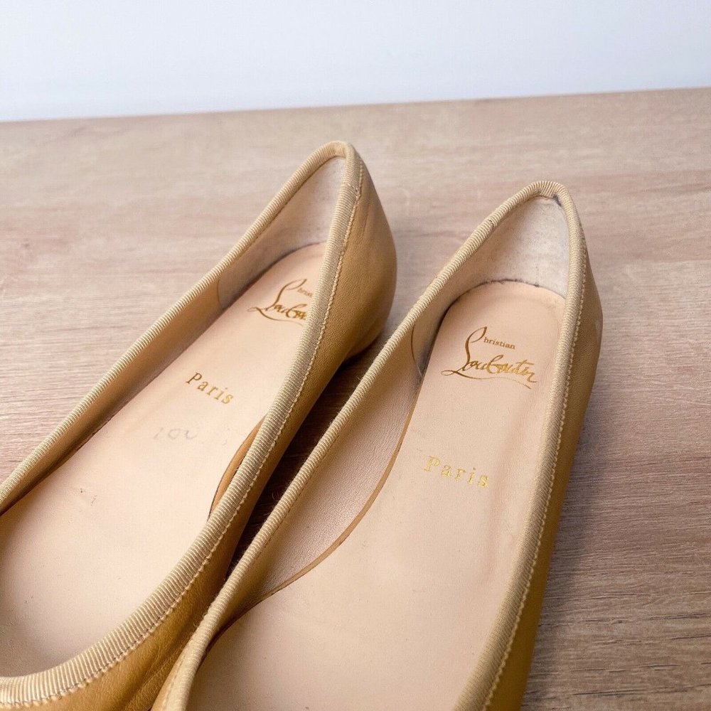 Christian Louboutin Nude Pink Pointed Toe Ballet Flats with Red Soles - Picture 5 of 11